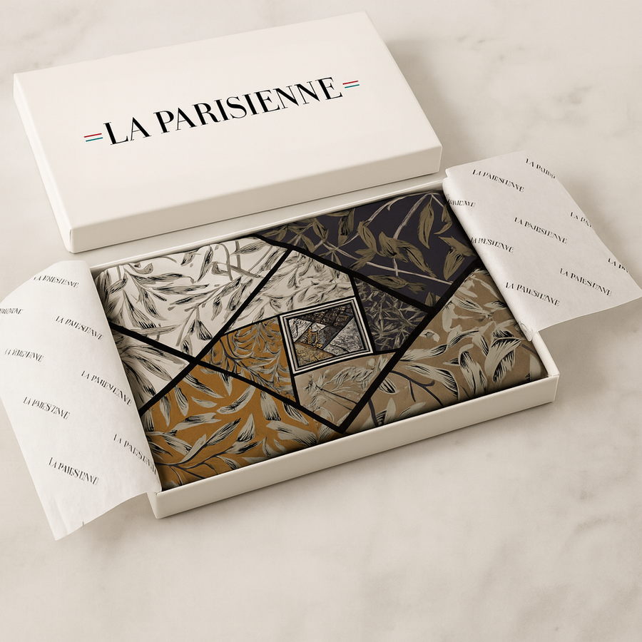 Sciarpa quadrata da donna 100% seta con fiore raffinato | La Parisienne