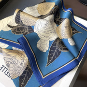 100% Seta Decorazione floreale quadrata Blu | Il Parigino