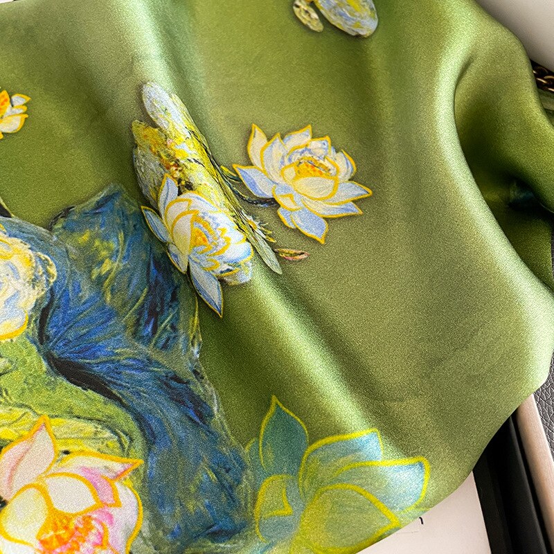 100% Seta Quadrato Decorazione floreale chic per le donne | Il parigino
