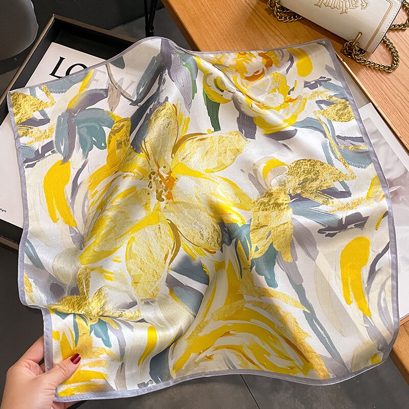 100% Seta Quadrato artistico a fiori per donna | La Parisienne