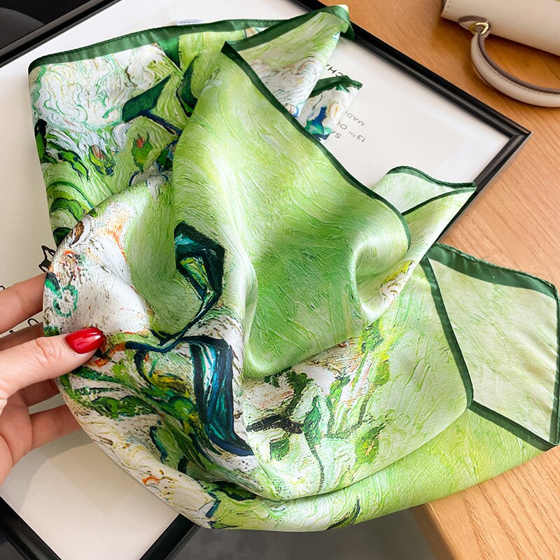 100% Seta Quadrato Decorazione artistica floreale per donna | Il parigino