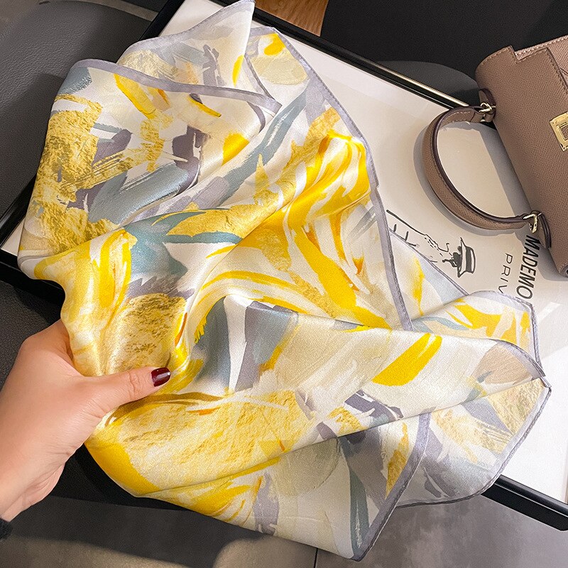 100% Seta Quadrato artistico a fiori per donna | La Parisienne