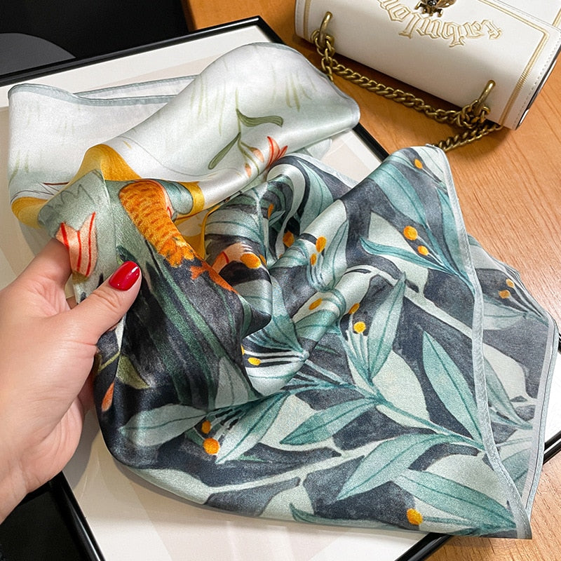 100% Seta Quadrato Decorazione Floreale Donne | Il Parigino