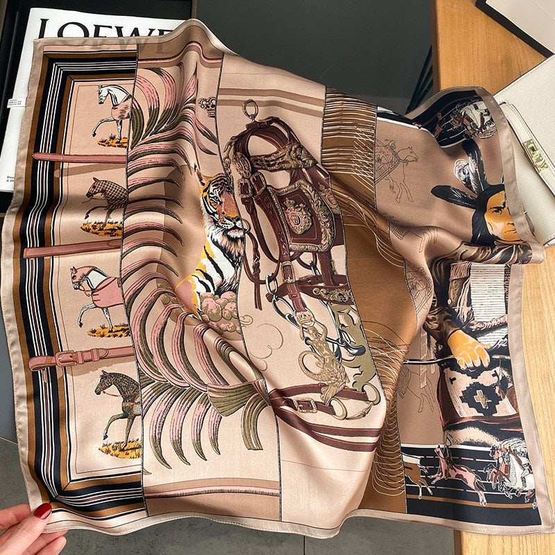 Quadrato da donna in 100% seta con stampa tigre | La Parisienne
