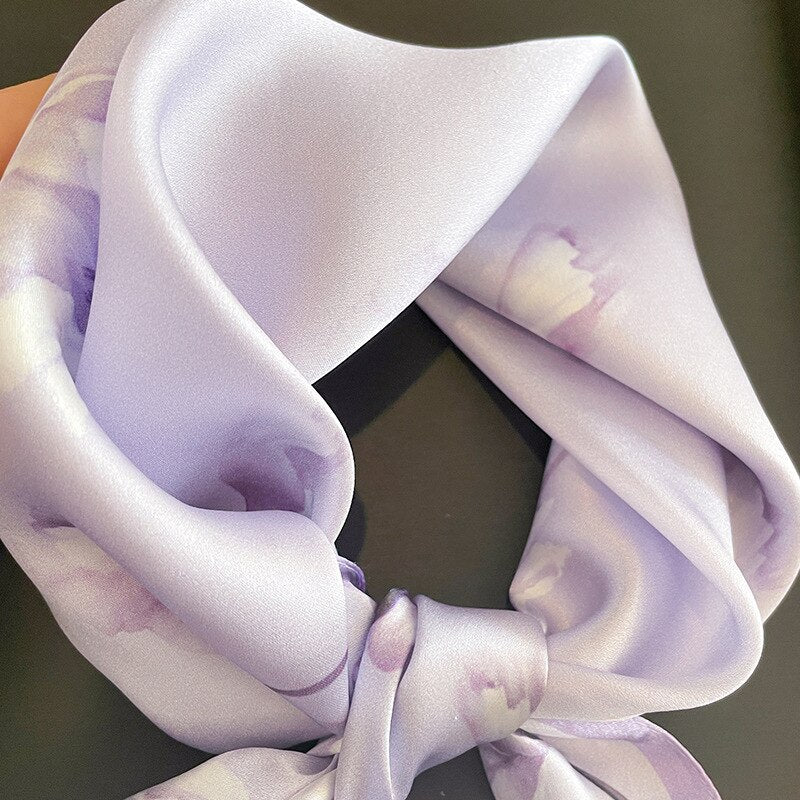 100% Seta Decorazione floreale quadrata per donna | Il parigino