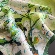 100% Seta Quadrato Decorazione artistica floreale per donna | Il parigino