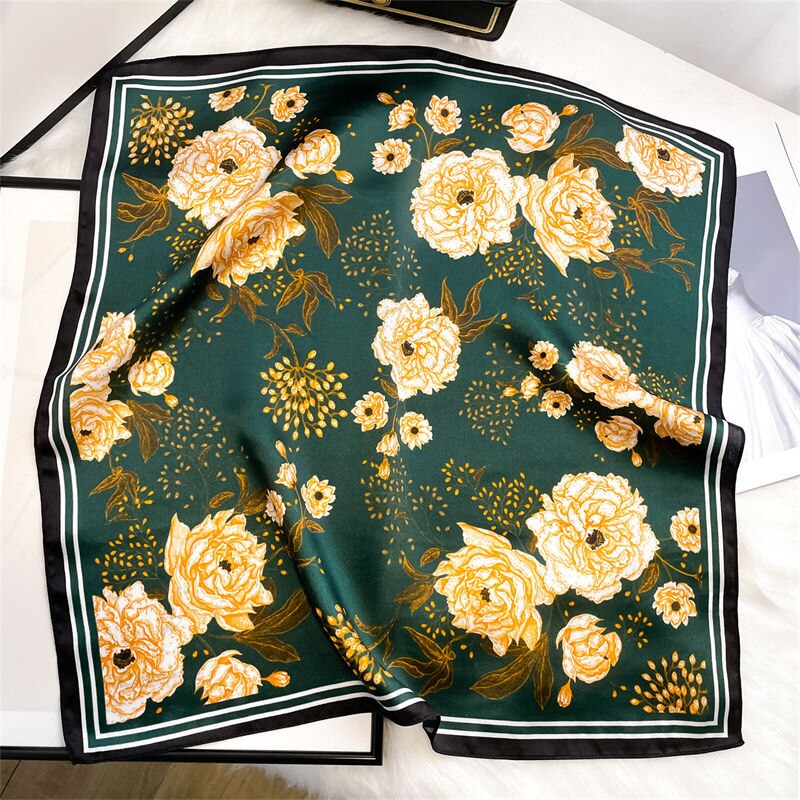 100% Seta Quadrato Bianco Decorazione floreale Donna | La Parisienne