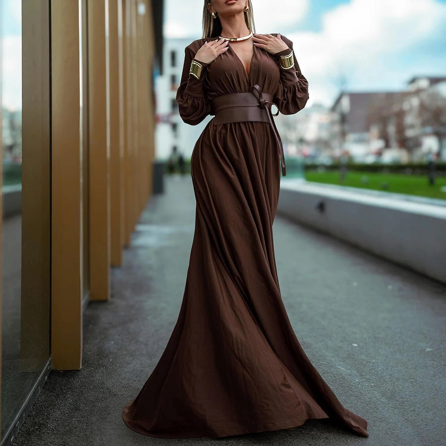 Maxi abito con cintura carismatico ed elegante | La Parisienne