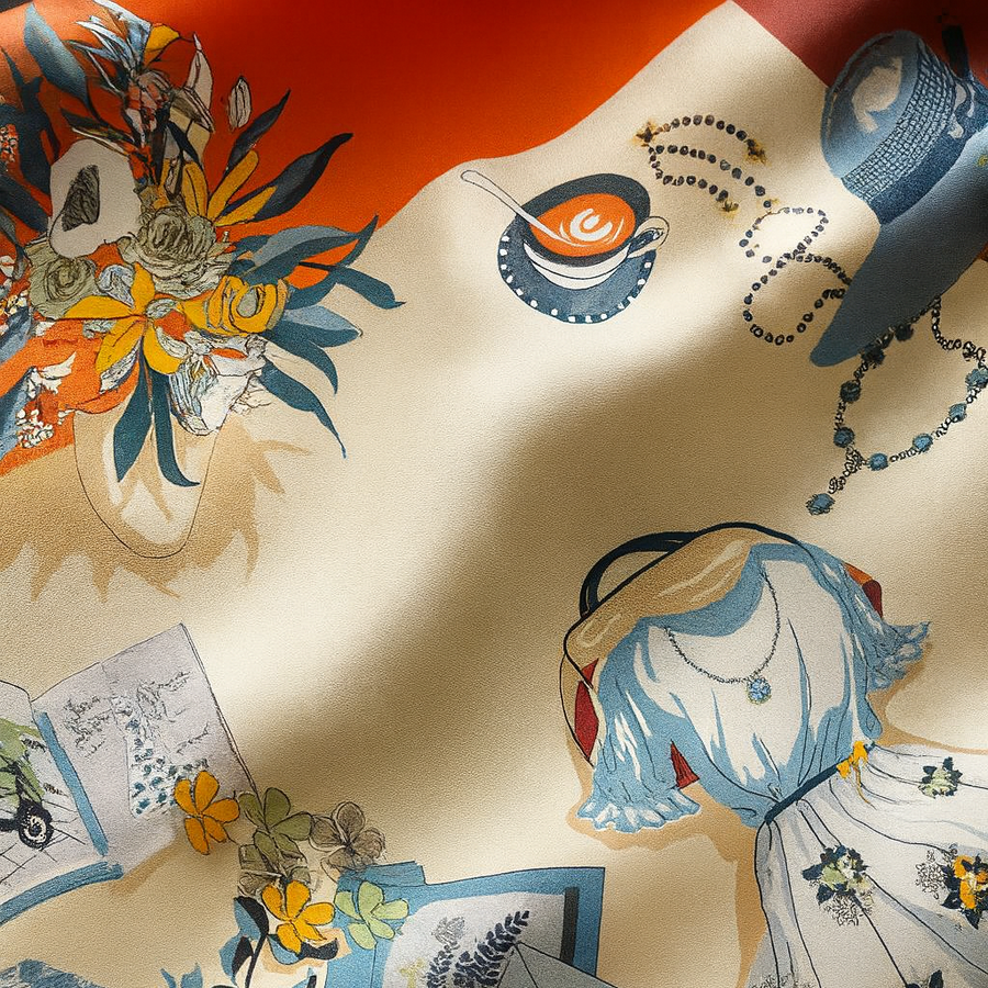 Quadrato da donna in 100% seta con disegno floreale. La Parisienne