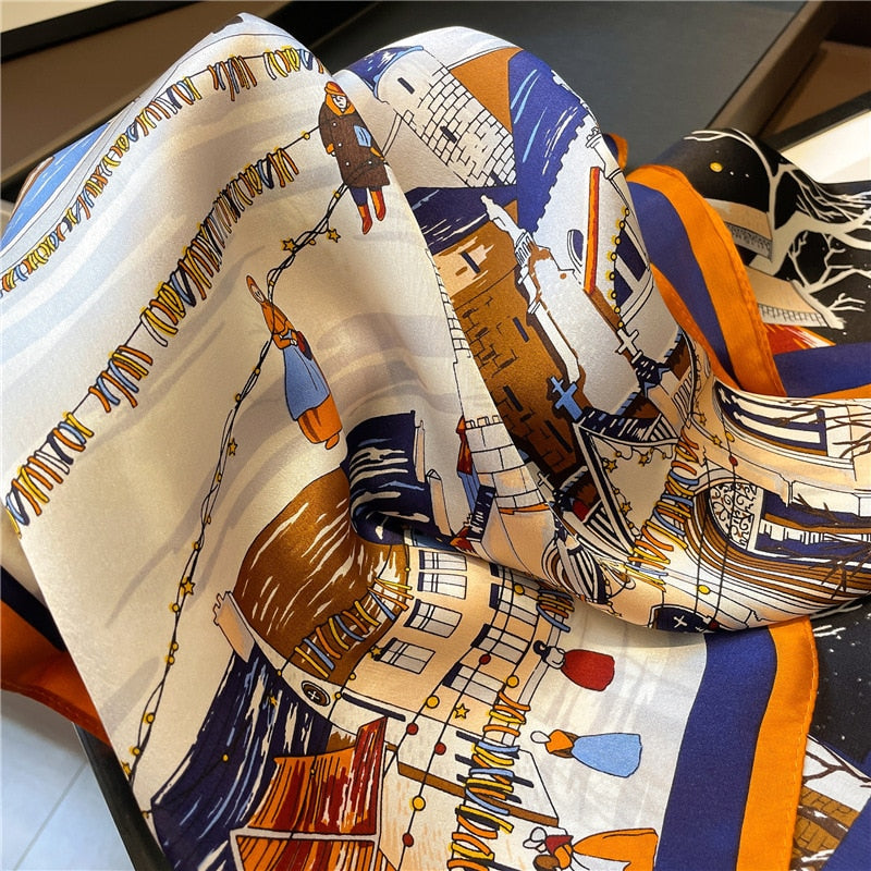 Sciarpa quadrata da donna chic 100% seta | La Parisienne