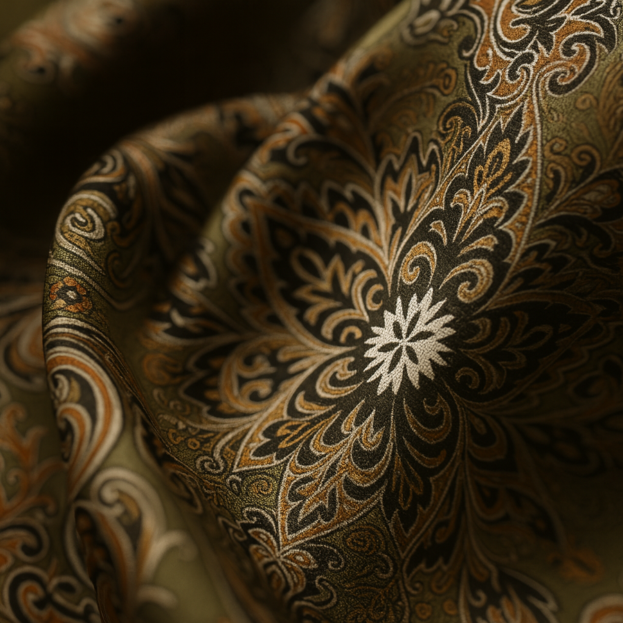 100% Seta Verde Quadrato Ornamento Chic Donna | La Parisienne
