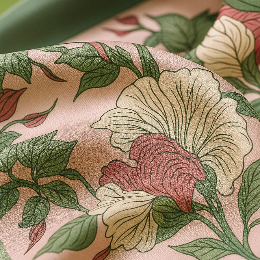 Sciarpa quadrata da donna in seta 100% con fiore rosa | La Parisienne 