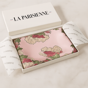 Sciarpa quadrata da donna in seta 100% con fiore rosa | La Parisienne 