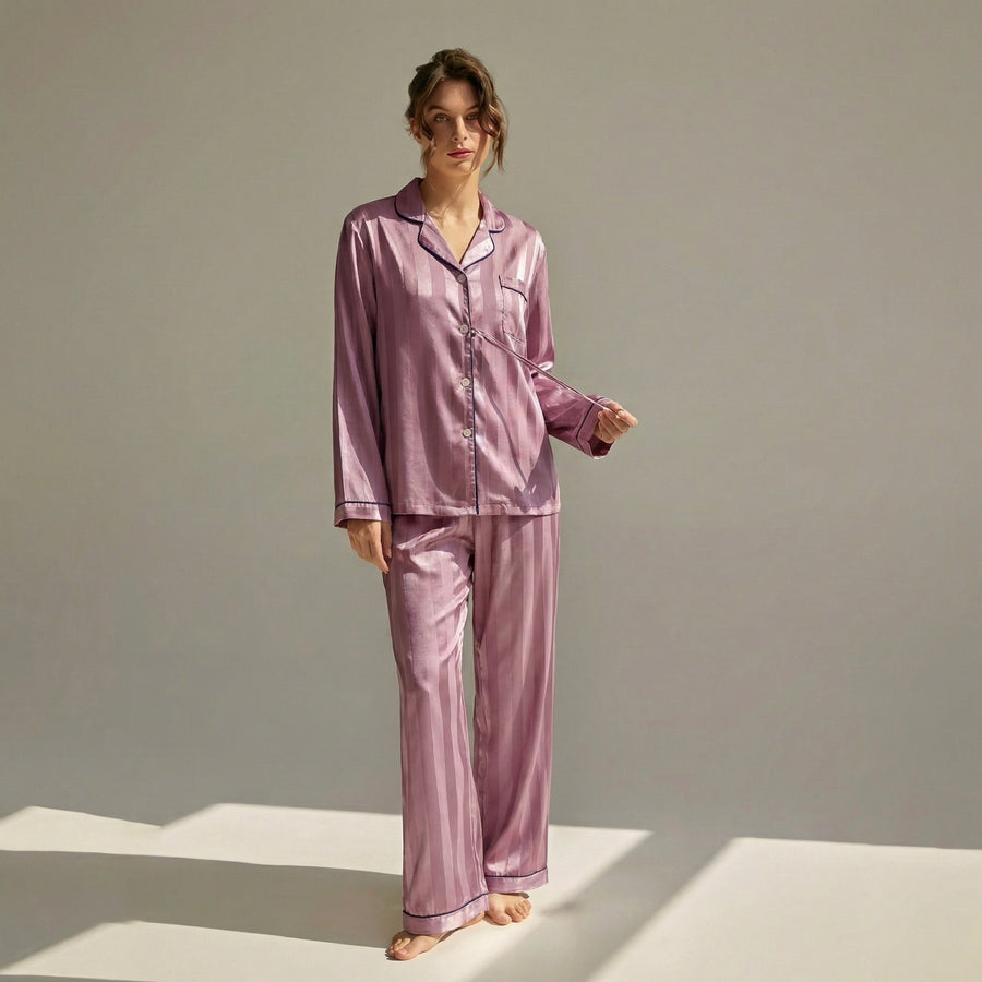 Pigiama da donna a maniche lunghe 100% seta | La Parisienne