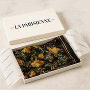 Sciarpa quadrata 100% seta con decorazione floreale bianca per donna | La Parisienne