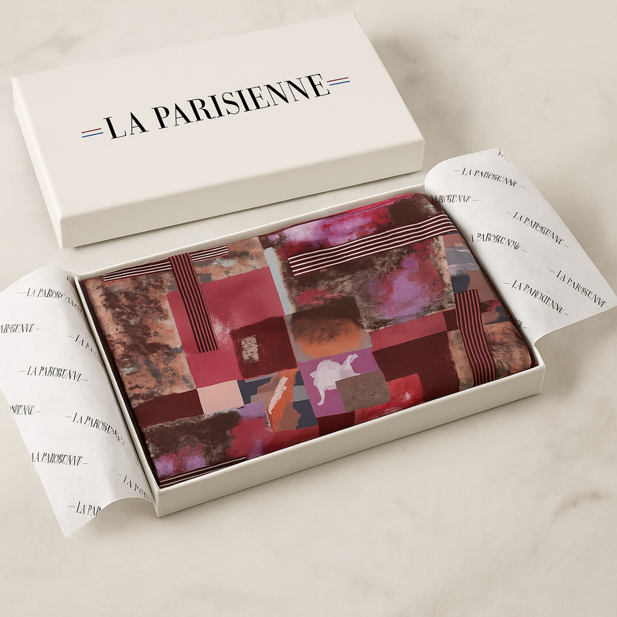 Sciarpa quadrata da donna in seta 100% rosa moderna | La Parisienne 