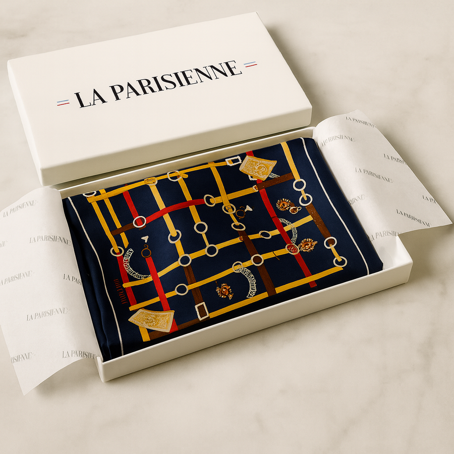 Quadrato donna 100% seta blu navy | La Parisienne