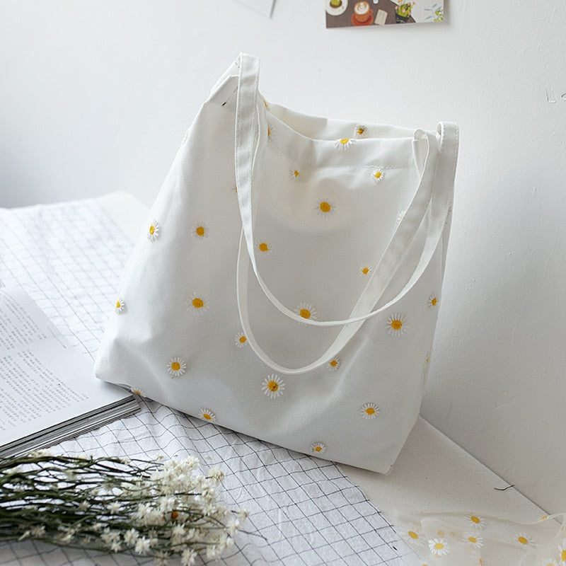 Canvas Tote Bag Daisy Decorazione Donna | La Parisienne