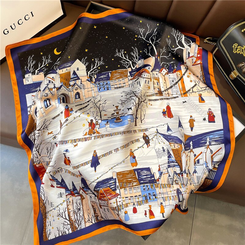 Sciarpa quadrata da donna chic 100% seta | La Parisienne 