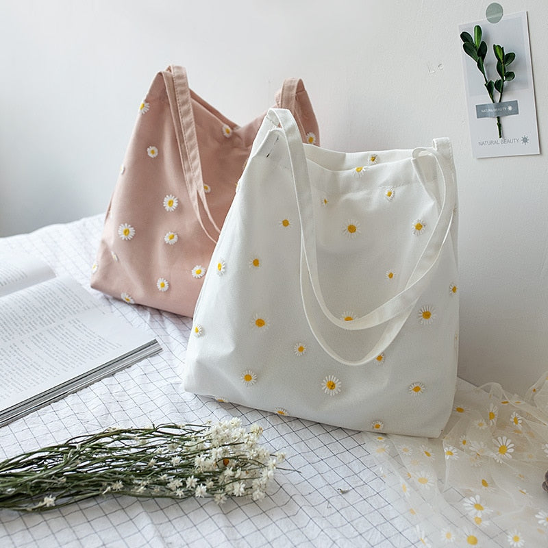 Canvas Tote Bag Daisy Decorazione Donna | La Parisienne