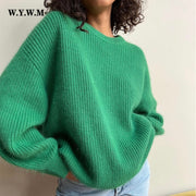 Pullover da donna più leggero con bordo in pelle e tessuto 