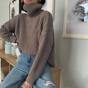 Pullover da donna più leggero con bordo in pelle e tessuto 